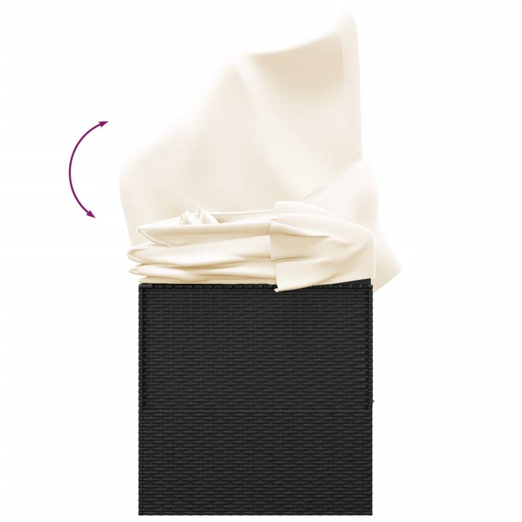 Lit de salon d'extérieur | Transat | Bain de soleil toit et coussins Noir Résine tressée - Image 7
