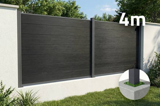 Casanoov Clôture composite Stockhorn 4 m H.150 cm sur plaque grise - Image 1