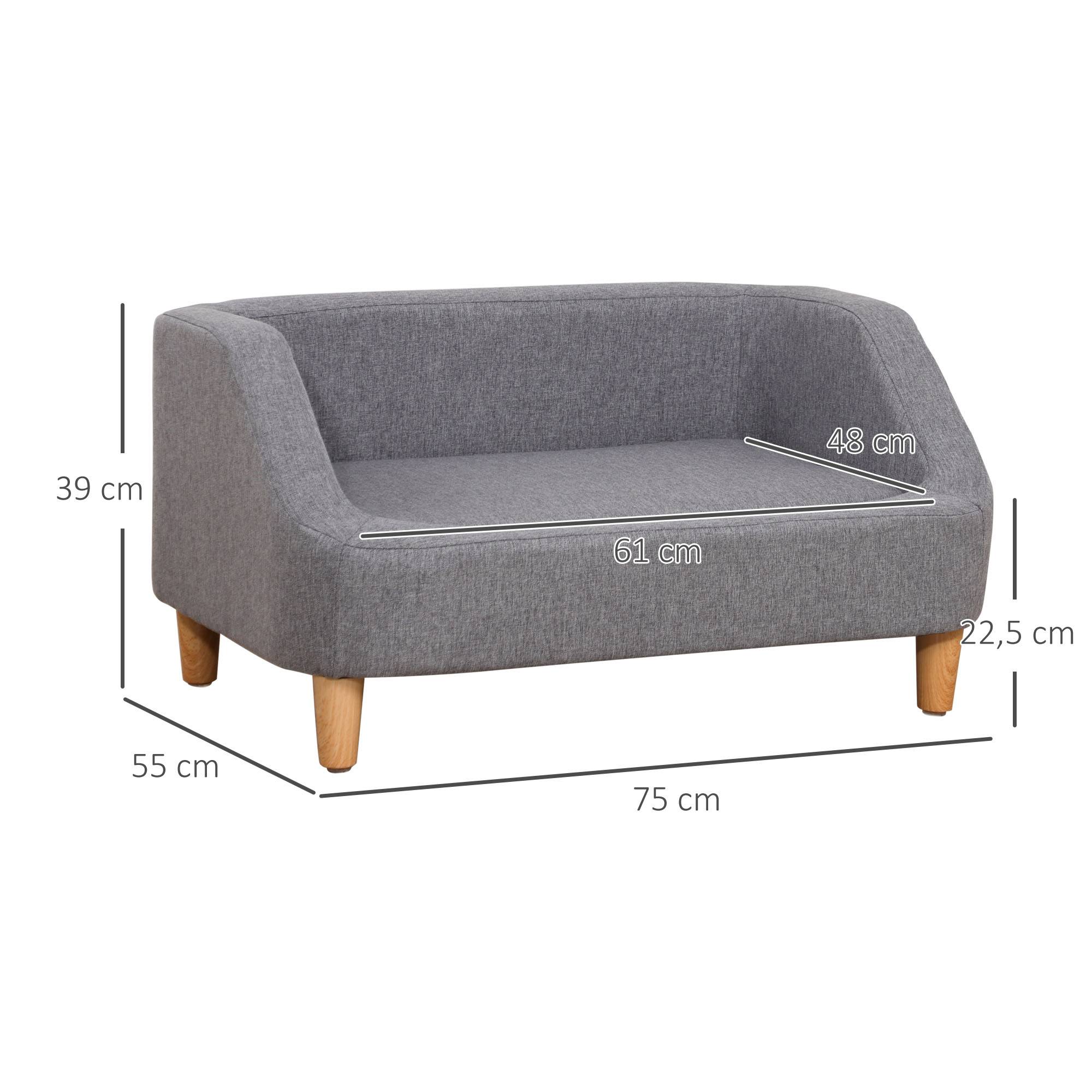 Canapé pour chien lit pour chien animal domestique style scandinave pieds en bois revêtement tissu déhoussable 75 x 55 x 39 cm - gris - Image 5