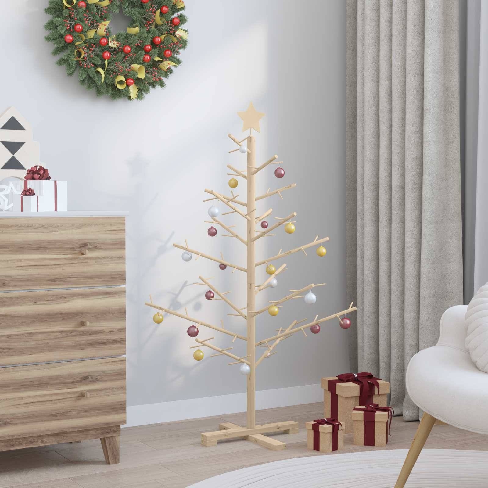 Maison Chic - Sapin de Noël | Arbre de Noël en bois Naturel 125 cm Bois massif en pin Maison Chic - Image 4
