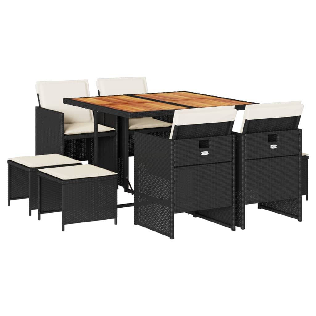 Ensemble Table et Chaises de Jardin 8 Places, Salon Repas Encastrable Résine Tressée et Bois d'Acacia – ComfortXL Outdoor Living - Image 2