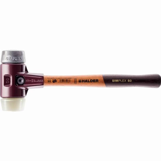 Maillet HALDER SIMPLEX nylon / métal doux, avec boîtier en fonte malléable et manche en bois de haute qualité - D=50 mm - 3089.050