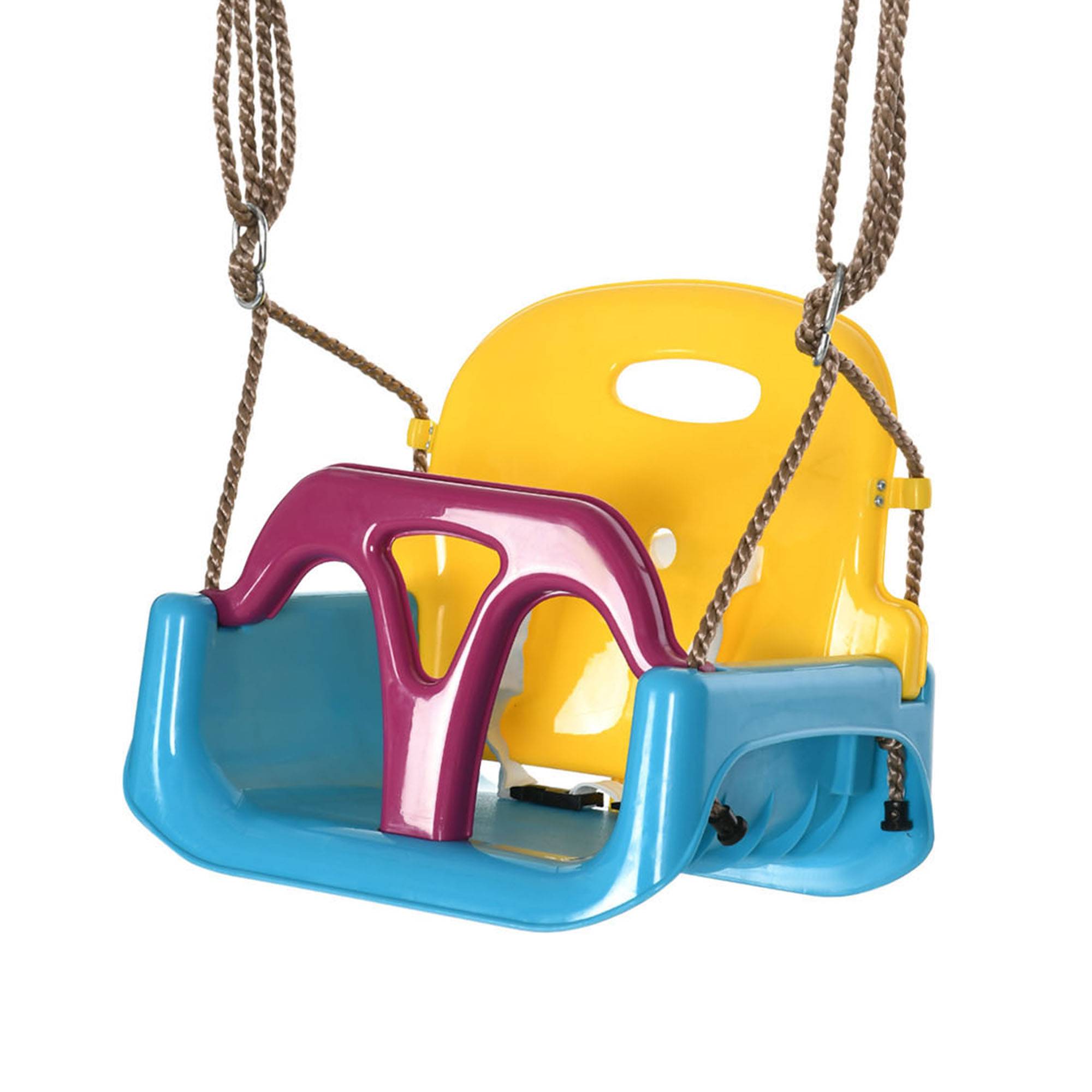 Balançoire bébé 3 en 1 pour intérieur et extérieur, corde réglable et ceinture de sécurité, 9-36 mois, bleue - Image 2
