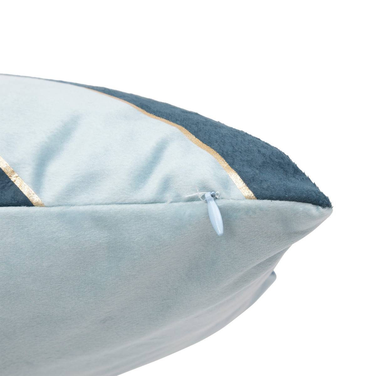 Atmosphera - Coussin décoratif Velours Bleu 2 tons avec bande dorée 30 x 50 cm - Image 3