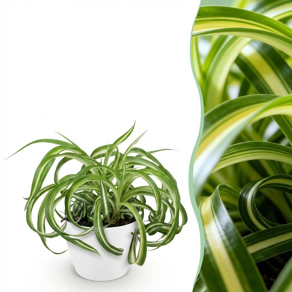 Chlorophytum comosum Bonnie - Pet-friendly - Pot de 12cm - Hauteur 20cm - Blanc - Plantes d'intérieur - Image 1