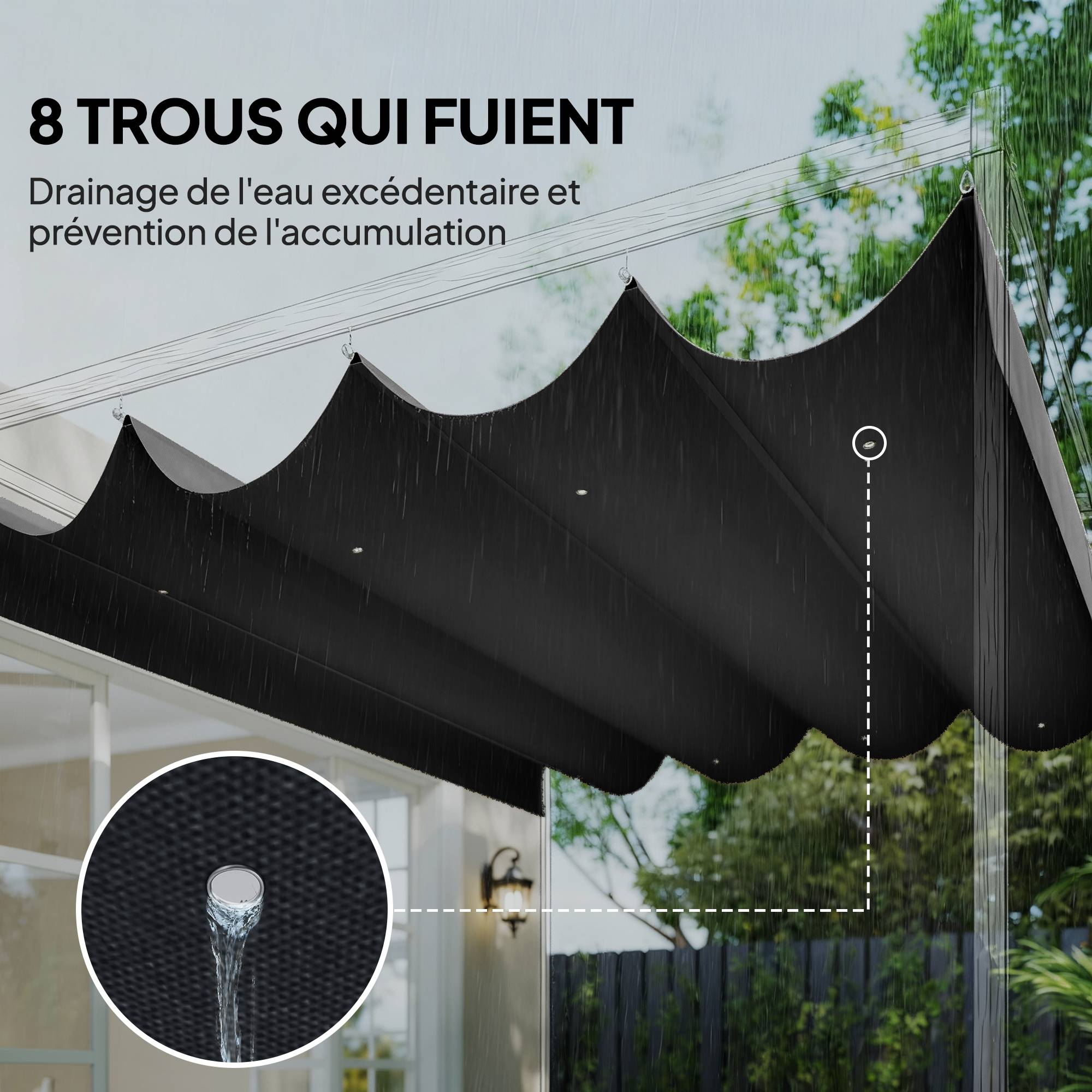 ComfortXL - Toile de rechange pour pergola en polyester gris foncé 392 x 350 cm pour structure 4 x 3 m avec protection UV30+ - Image 6