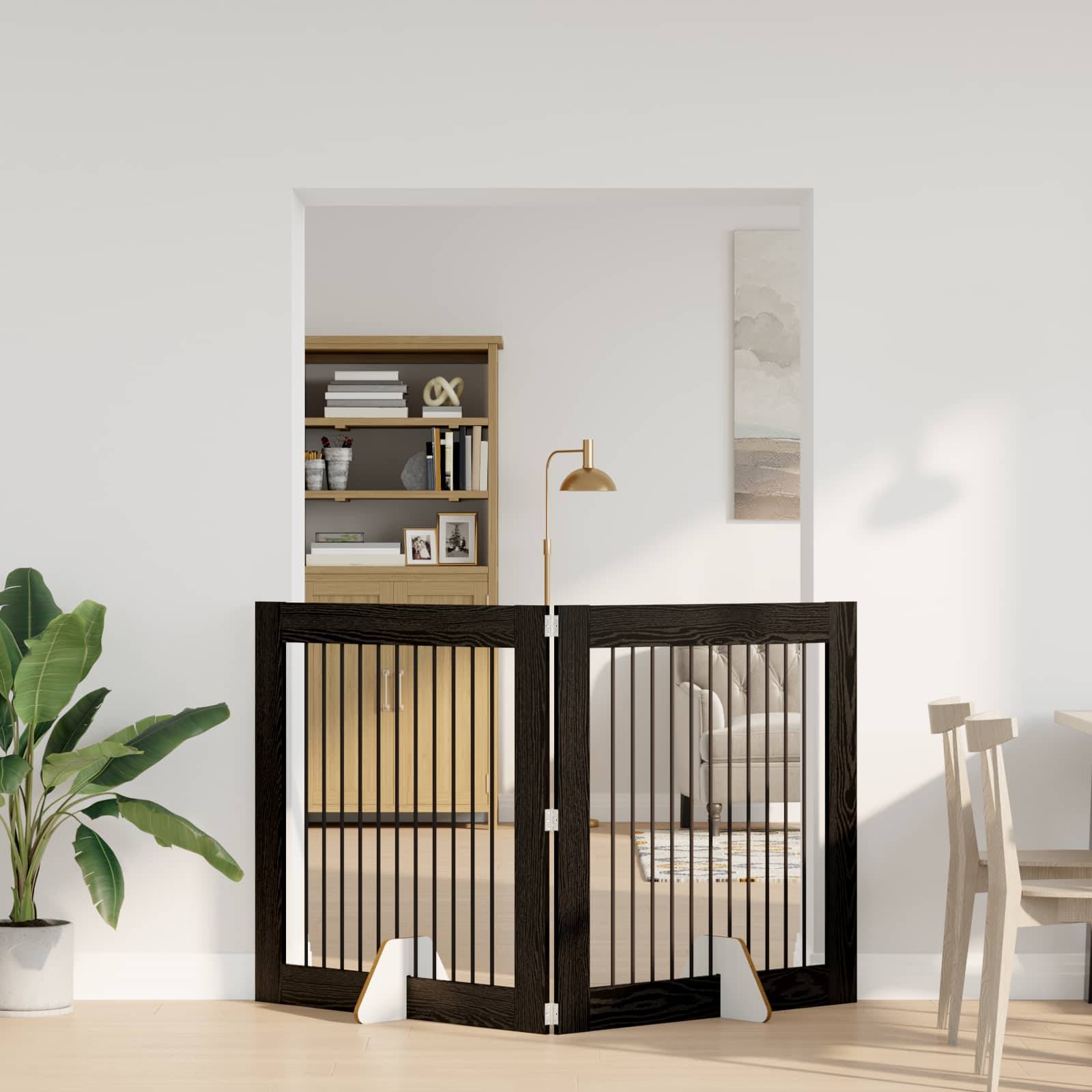 ComfortXL - Barrière haute chien bois d'ingénierie intérieur protection chêne noir 200x100cm - ComfortXL Outdoor Living - Image 1
