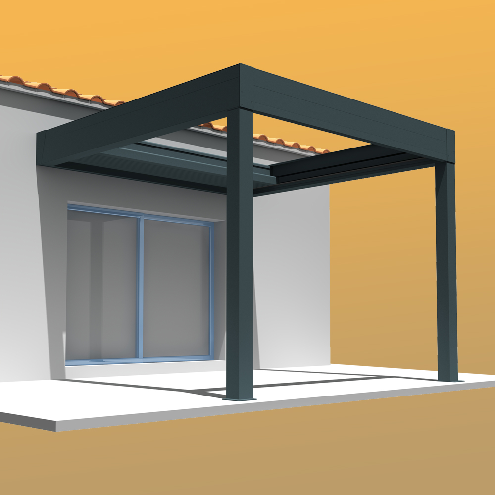 Intersun - Pergola rétractable HYLIA 4,50x4,109 M Motorisé à Télécommande (Gris Anthracite) - INTERSUN - Image 3