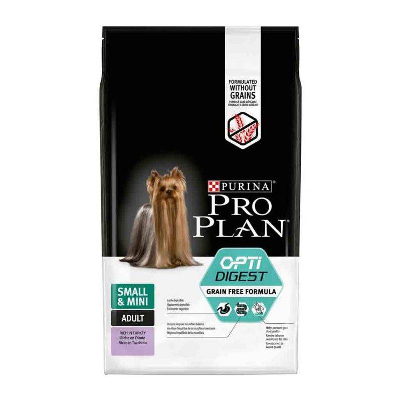 CROQUETTES CHIEN SMALL & MINI ADULT SENSITIVE DIGESTION avec OPTIDIGEST GRAIN FREE DINDE - PURINA PROPLAN 7 kg