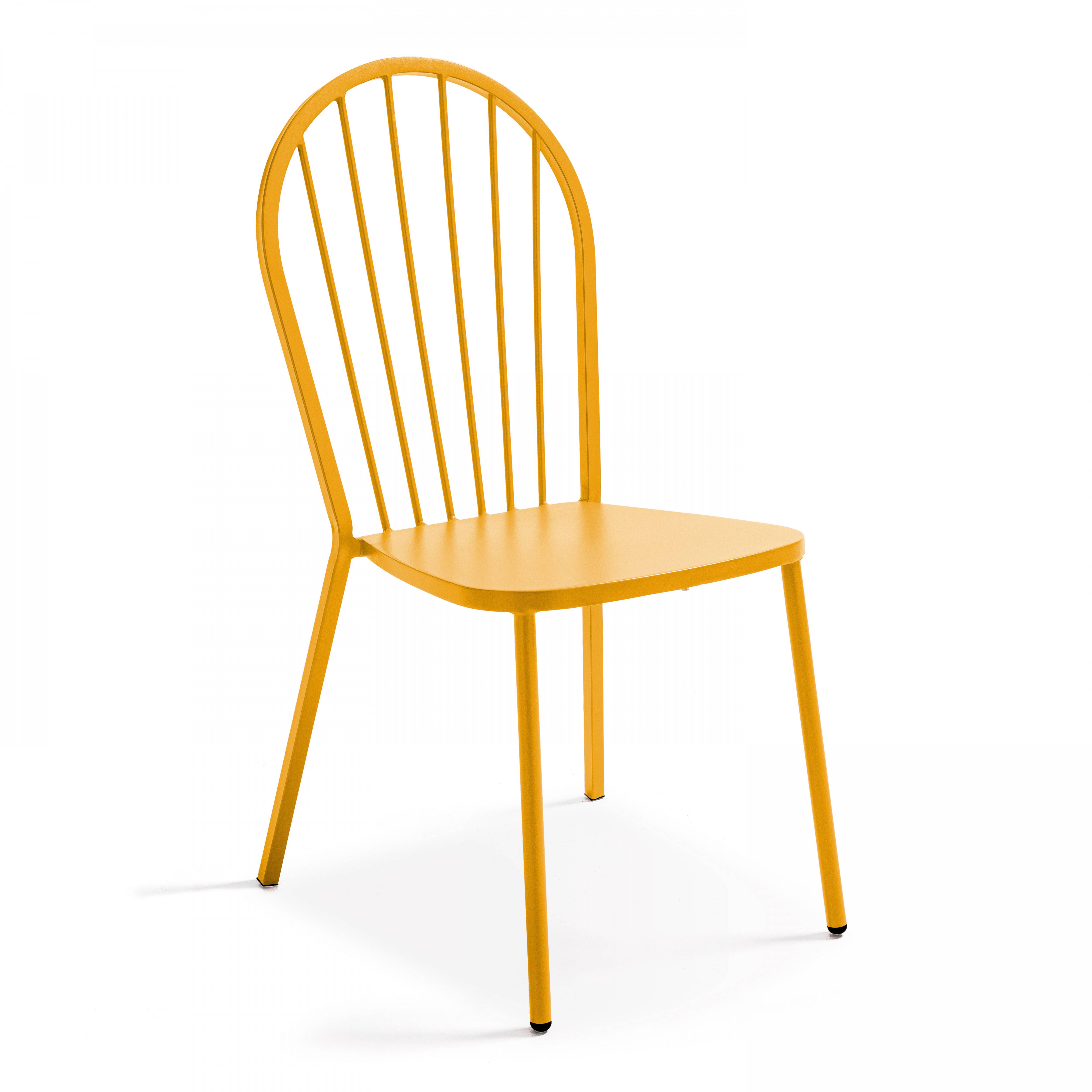 Oviala - Ensemble table de jardin bistrot et 2 chaises en acier jaune Palavas - Oviala - Image 4