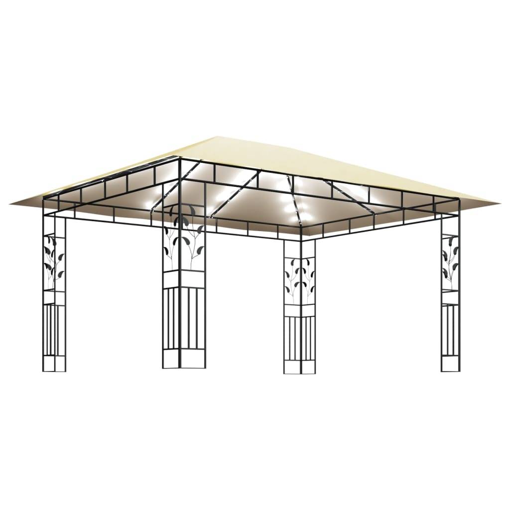 Tonnelle Aluminium Crème avec Moustiquaire et LED 4 x 3 x 2.73 m - PANGIVO - Image 4