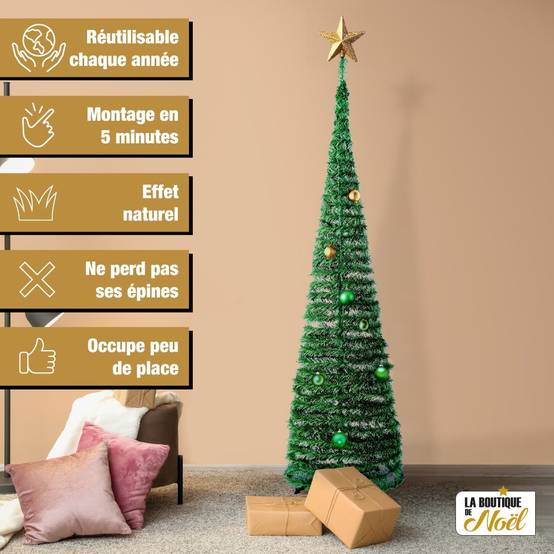 Sapin de Noël artificiel vert pop up SlimTree 180 cm 180 cm Vert - Image 3
