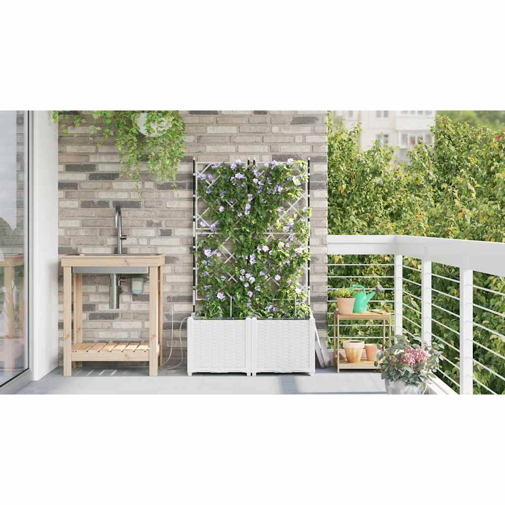 Cache-pot de jardin 2 pcs | Bac à fleurs Blanc Acier - Image 4