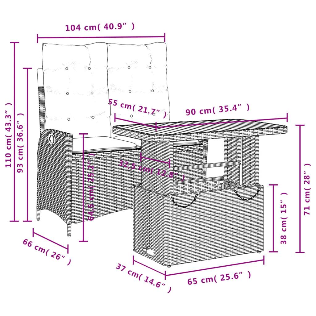 Vidaxl - Ensemble à manger de jardin et coussins 2 pcs-Salons de jardin gris rotin 423073 - Image 8