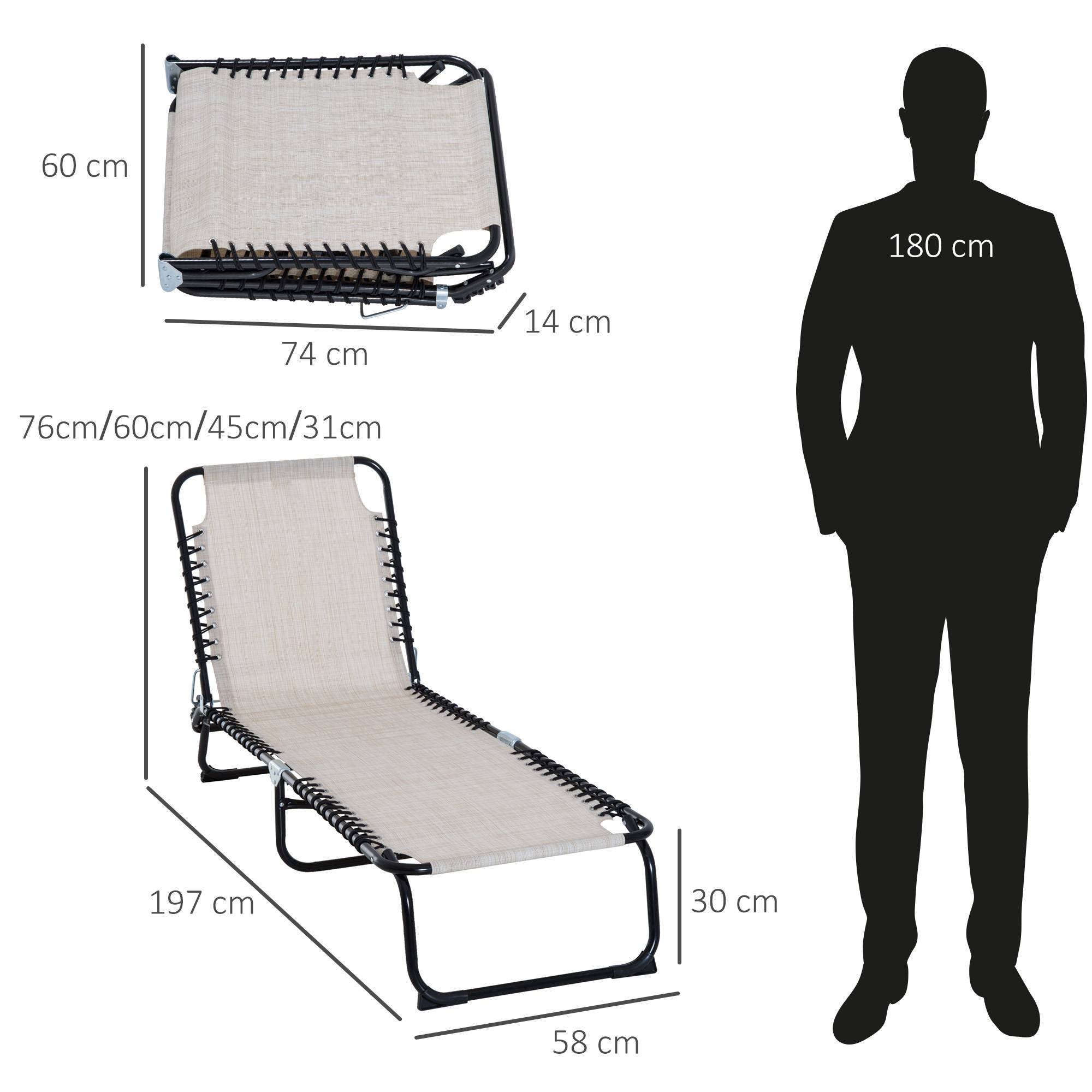 Transat terrasse pliable 4 positions robuste charge 120kg usage extérieur crème - Image 3
