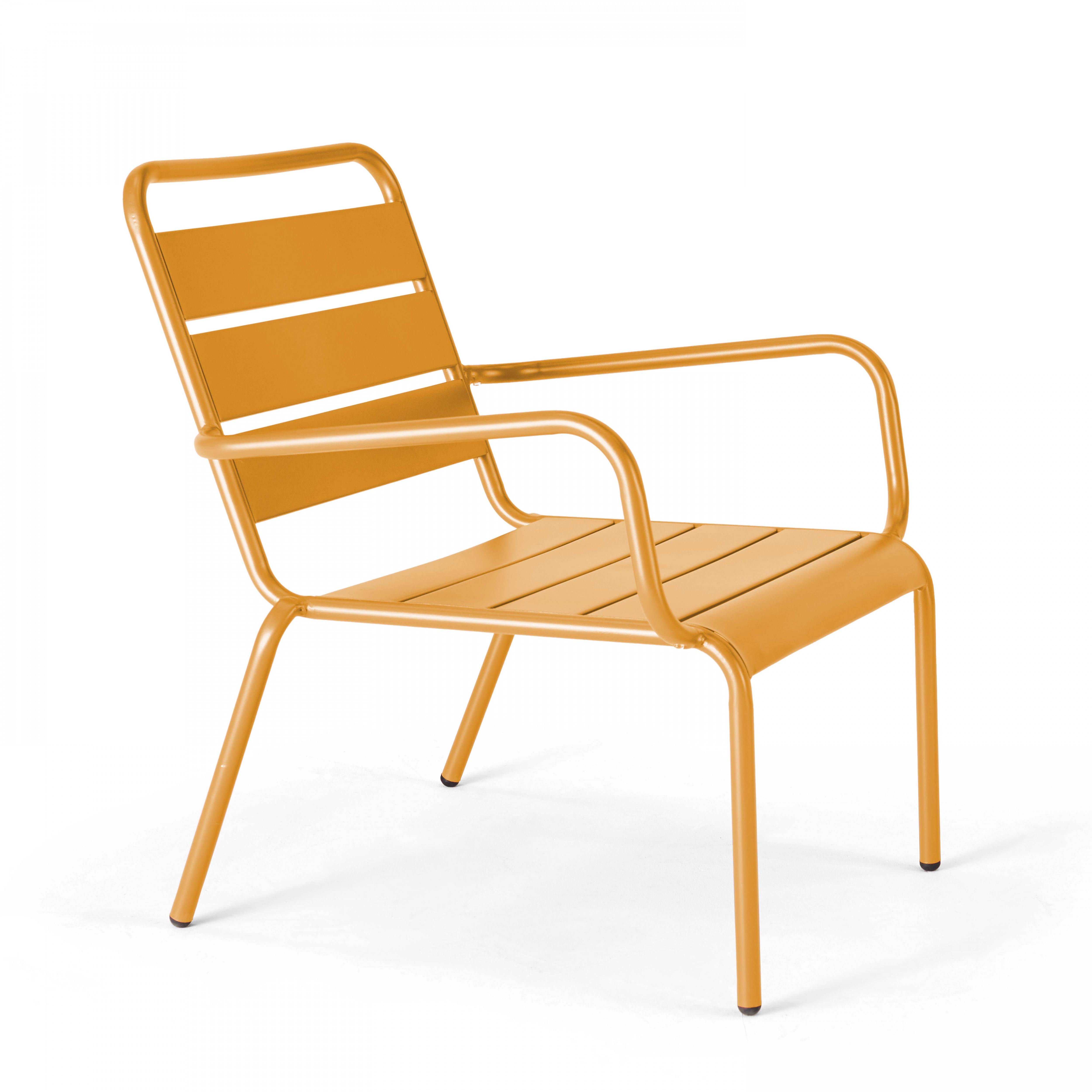 Oviala - Lot 2 fauteuils relax avec repose-pieds métal gris et jaune Palavas - Oviala - Image 6