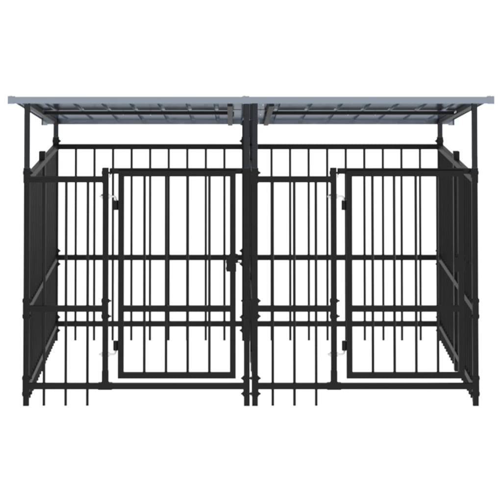 Vidaxl - Chenil d'extérieur avec toit pour chiens Acier 3,75 m² vidaXL 3124589 - Image 7