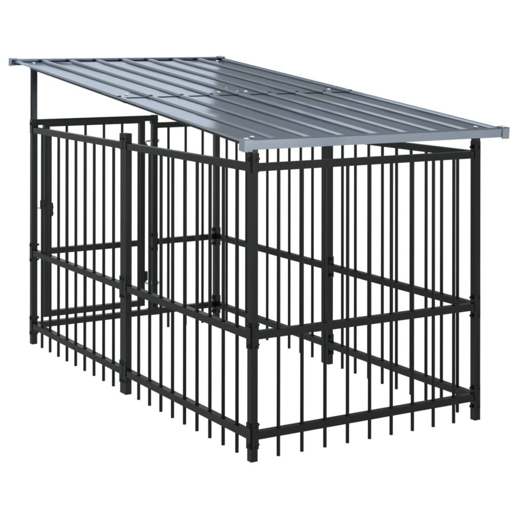 Vidaxl - Chenil d'extérieur avec toit pour chiens Acier 3,75 m² vidaXL 3124589 - Image 6