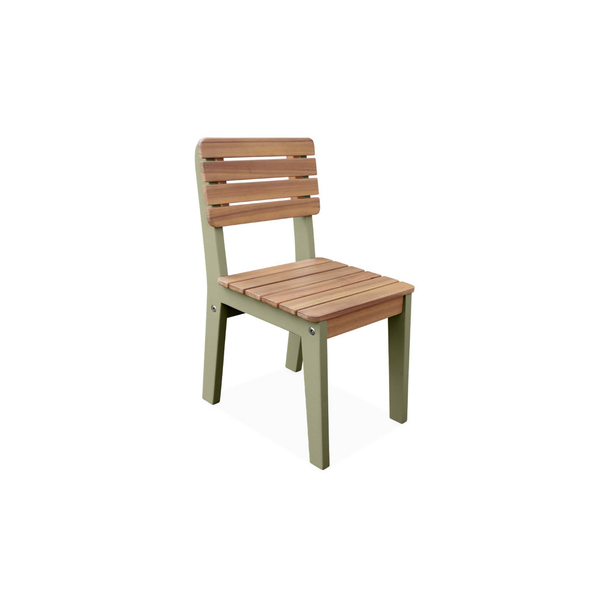 Lot de 2 chaises en bois d'acacia pour enfant. salon de jardin enfant vert de gris. intérieur / extérieur | sweeek - Image 7