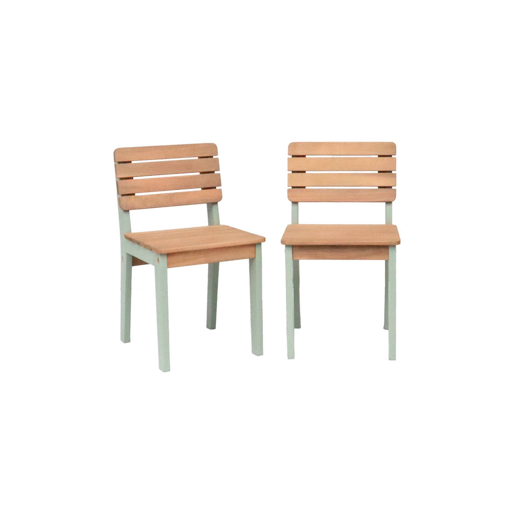 Lot de 2 chaises en bois d'acacia pour enfant. salon de jardin enfant vert de gris. intérieur / extérieur | sweeek - Image 2
