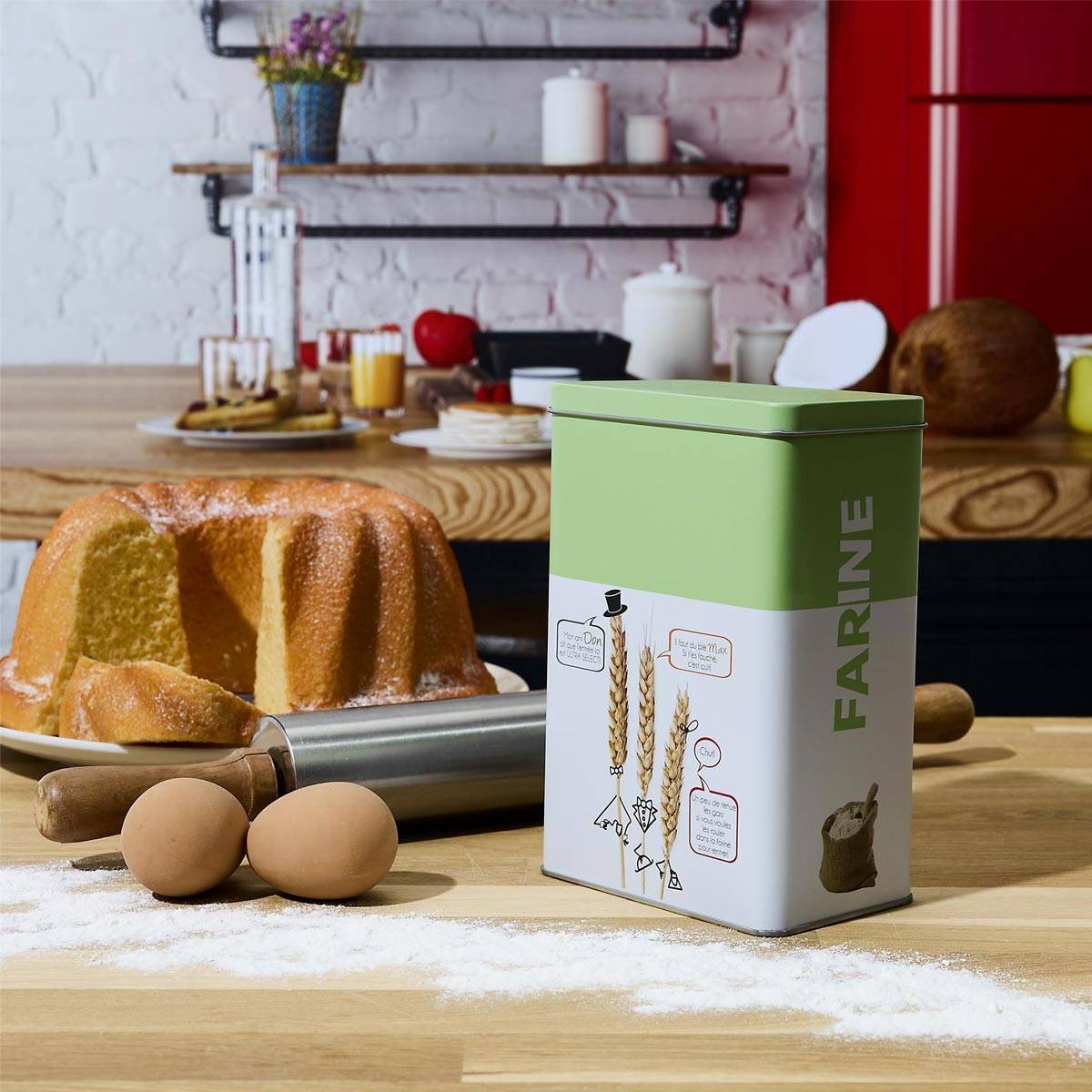 Cook Concept - Boîte à Farine en Métal "Ludique" 18cm Vert - Image 4