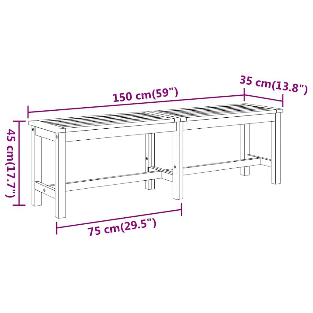 PANGIVO - Banc de jardin bois d'acacia naturel 150 x 35 x 45 cm, Poids:11kg - PANGIVO - Image 7
