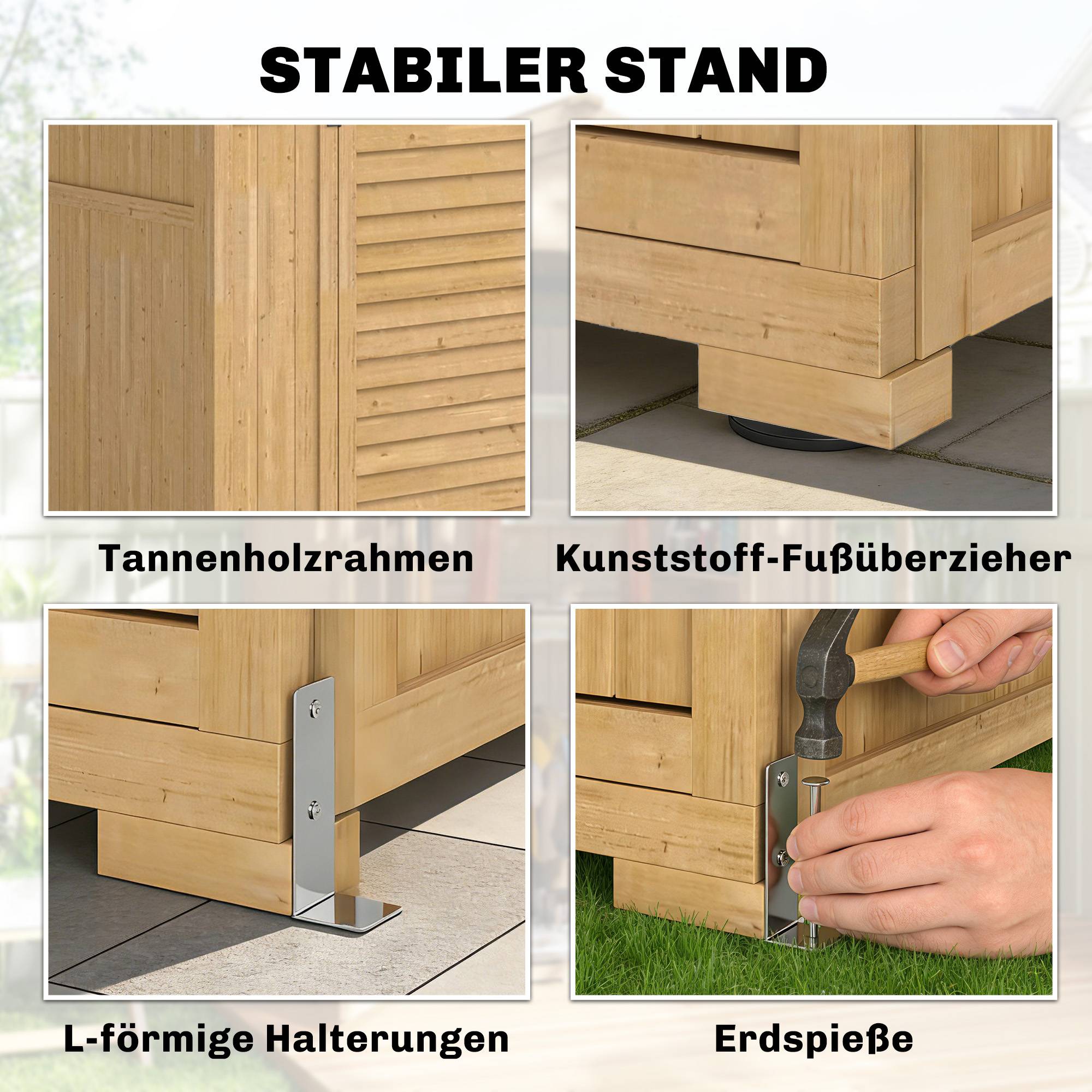 PANGIVO - Armoire de jardin bois naturel 128 x 57.5 x 197 cm - PANGIVO - Image 9