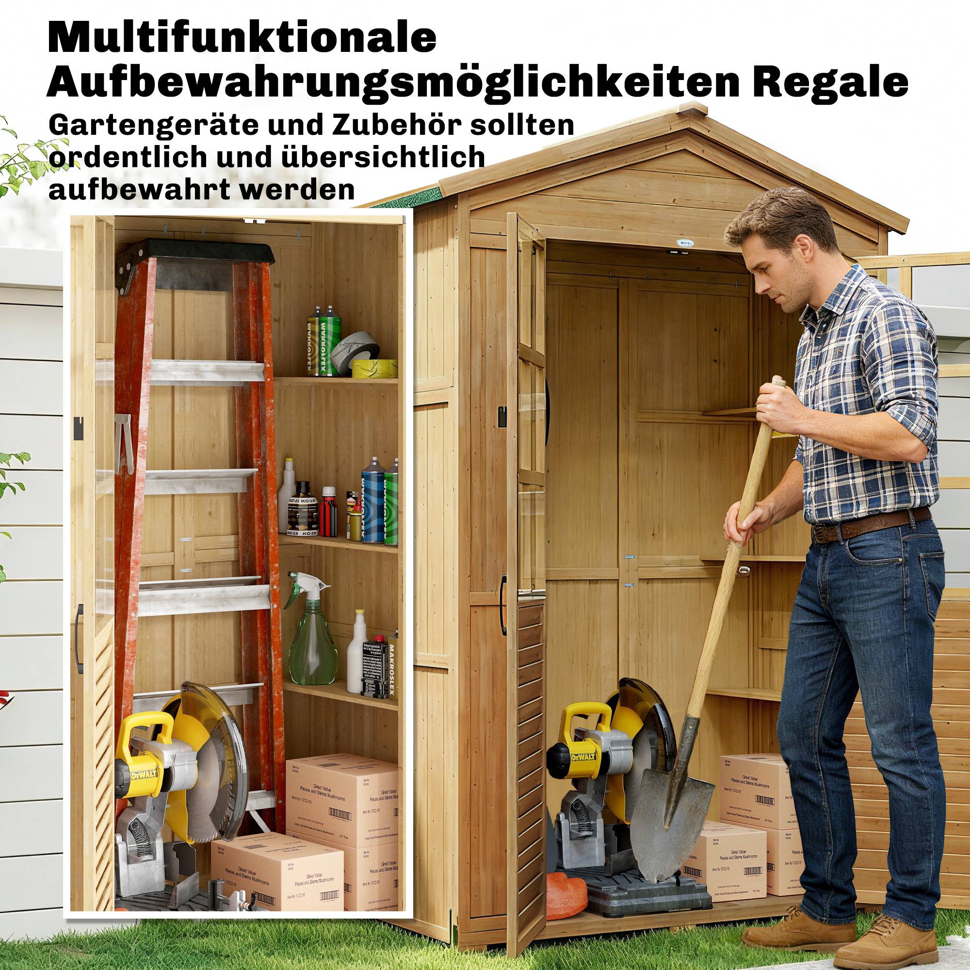 PANGIVO - Armoire de jardin bois naturel 128 x 57.5 x 197 cm - PANGIVO - Image 7