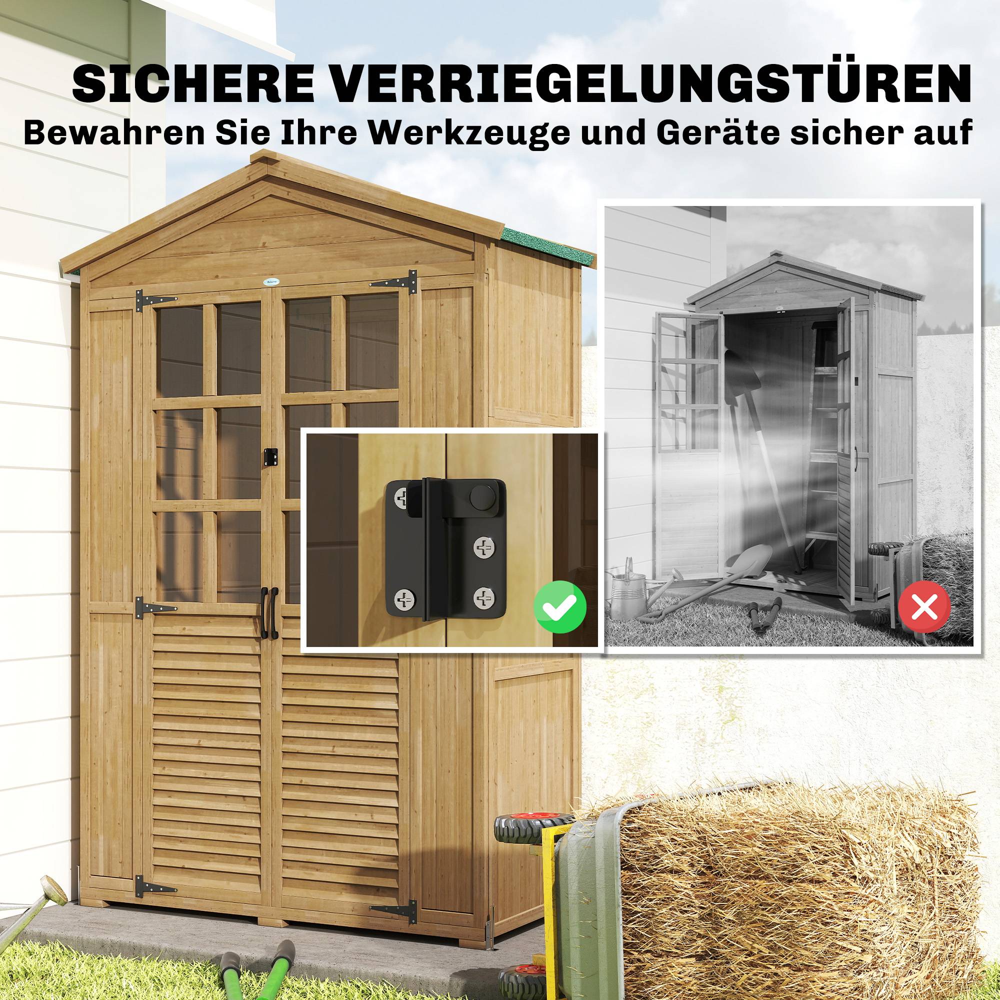 PANGIVO - Armoire de jardin bois naturel 128 x 57.5 x 197 cm - PANGIVO - Image 10