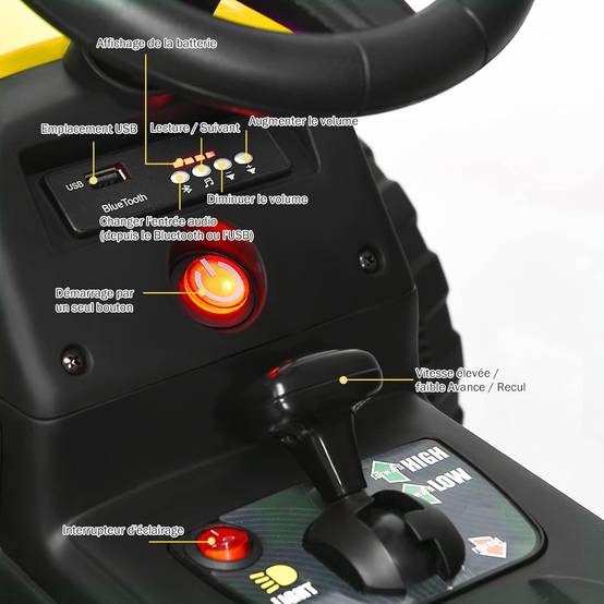 Costway - Tracteur Electrique Enfants 12 V avec Remorque Télécommande 2,4G - 3 Vitesses pour Enfants - Image 1