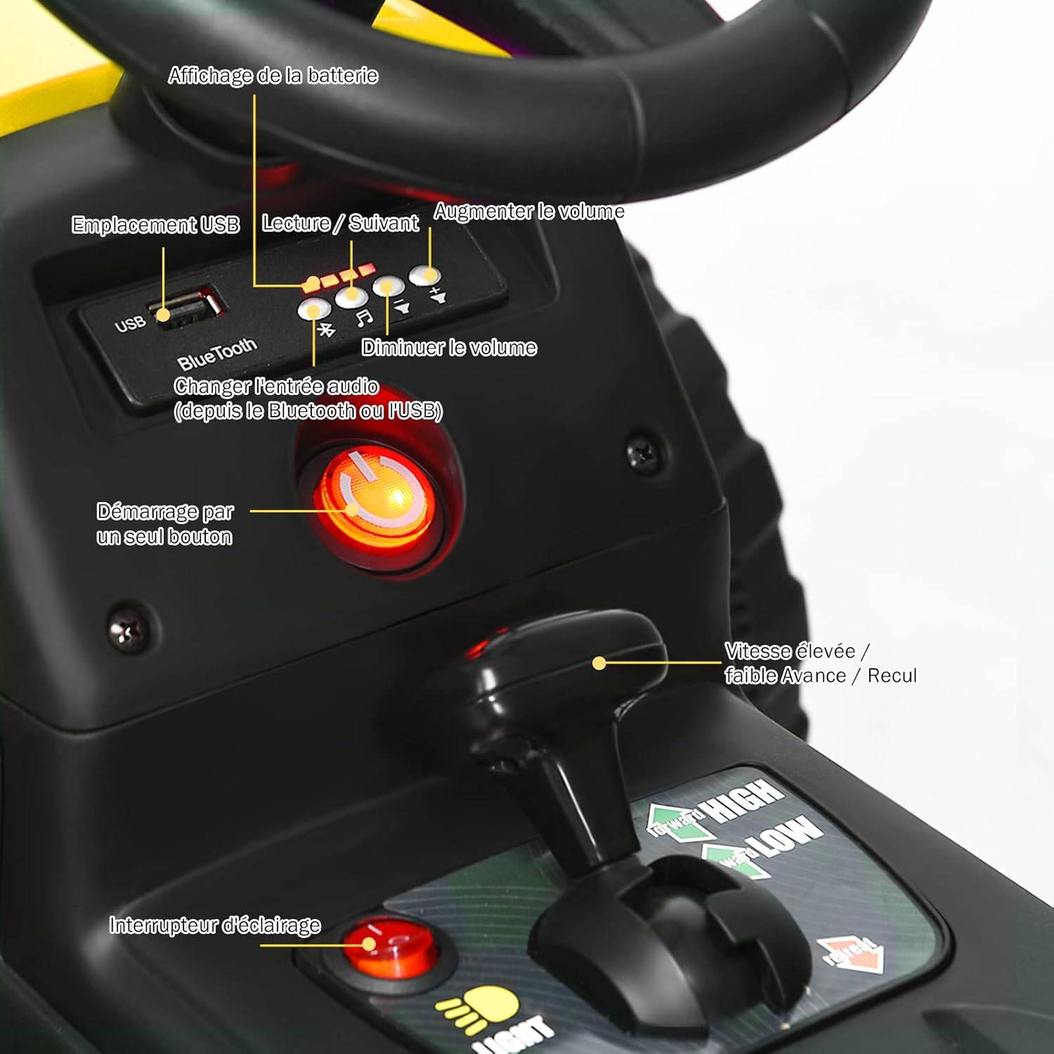 Costway - Tracteur Electrique Enfants 12 V avec Remorque Télécommande 2,4G - 3 Vitesses pour Enfants - Image 1