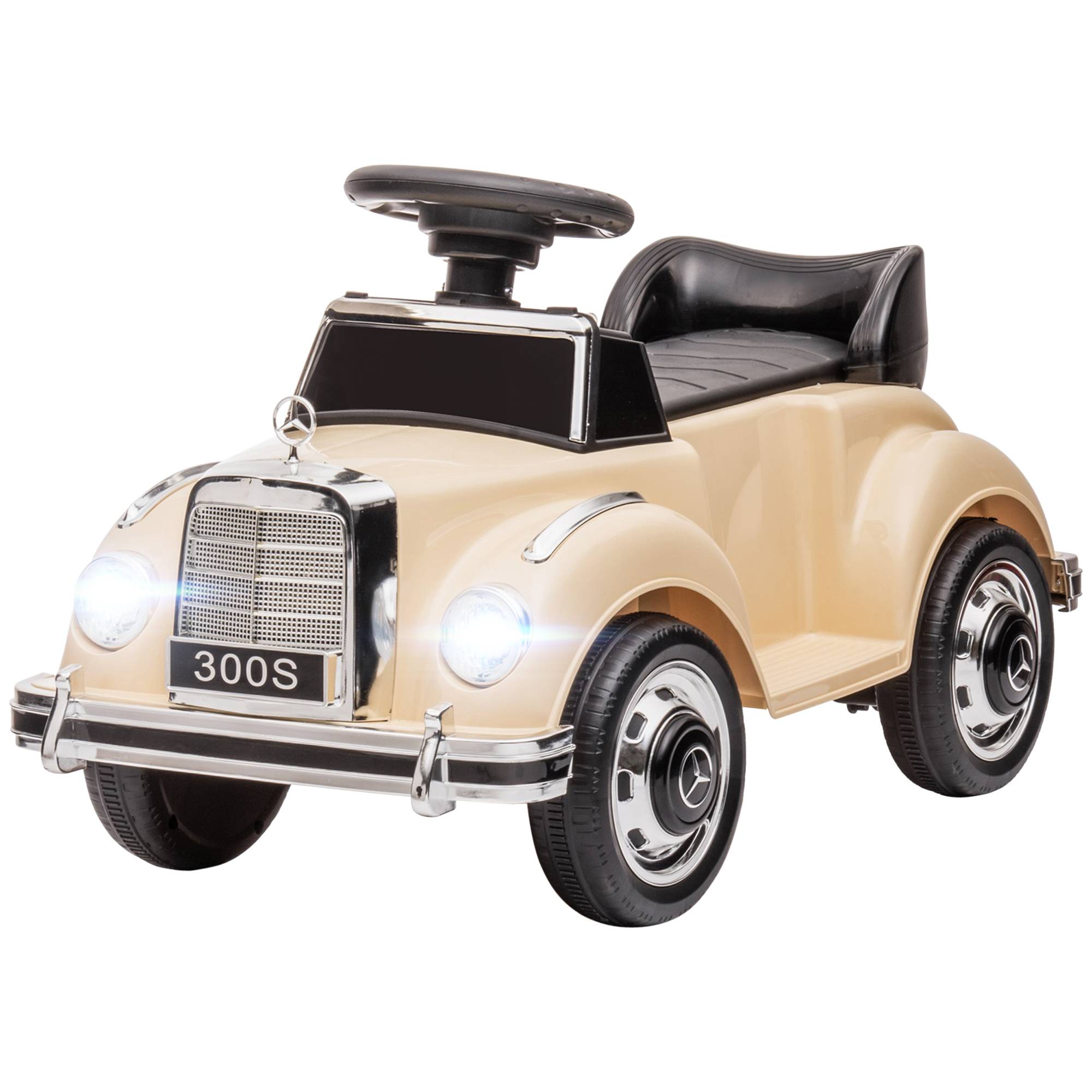 Sans Marque - Voiture électrique enfants 18 mois-4 ans klaxon musique USB licence Mercedes-Benz beige - Image 2