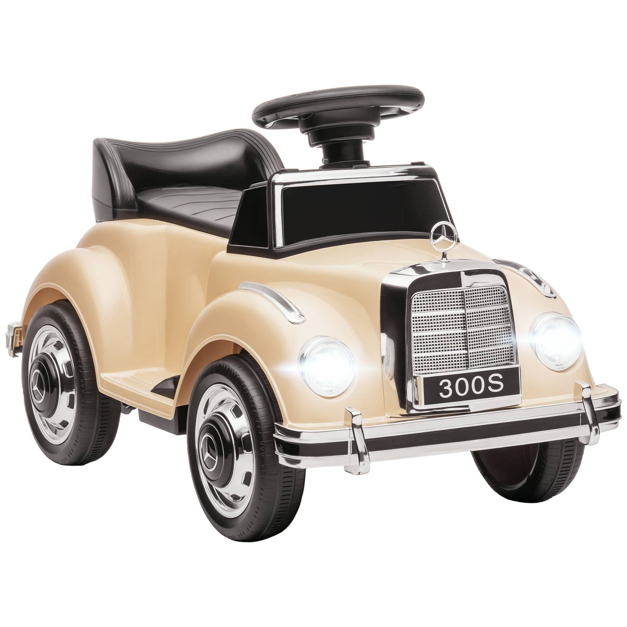 Sans Marque - Voiture électrique enfants 18 mois-4 ans klaxon musique USB licence Mercedes-Benz beige - Image 1