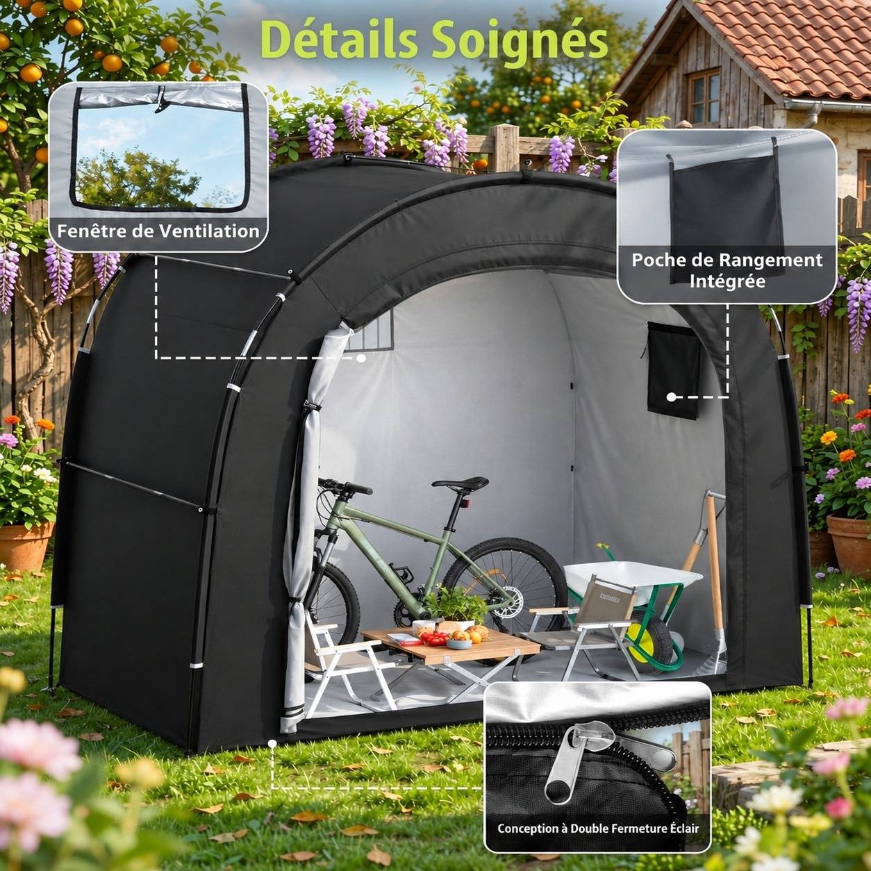 Abri Tente Vélo Extérieur Portable Étanche Oxford 210D - Image 5