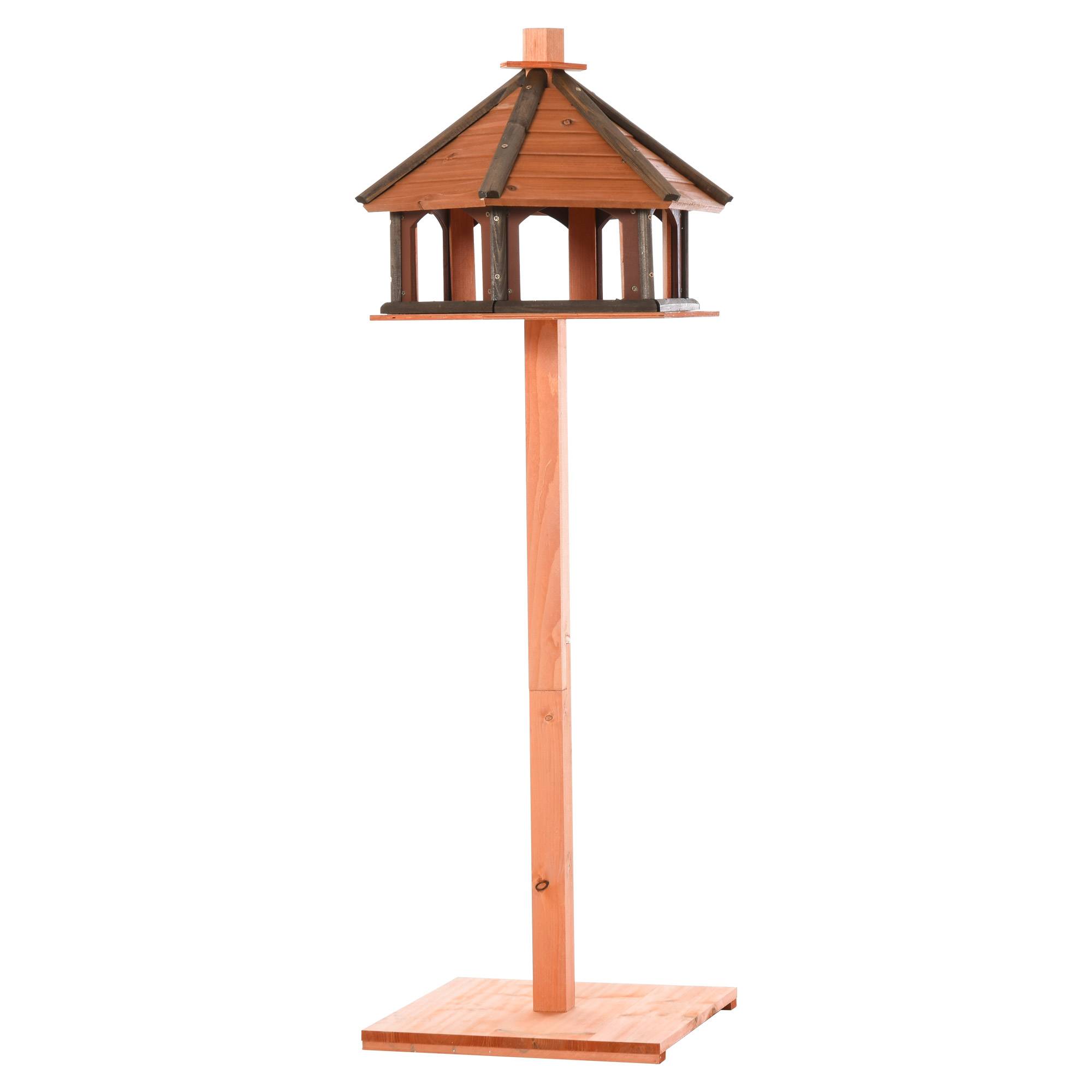 Sans Marque - Nichoir sur pied avec toit imperméable, bois, pour oiseaux sauvages, Ø52x130H cm, naturel - Image 2