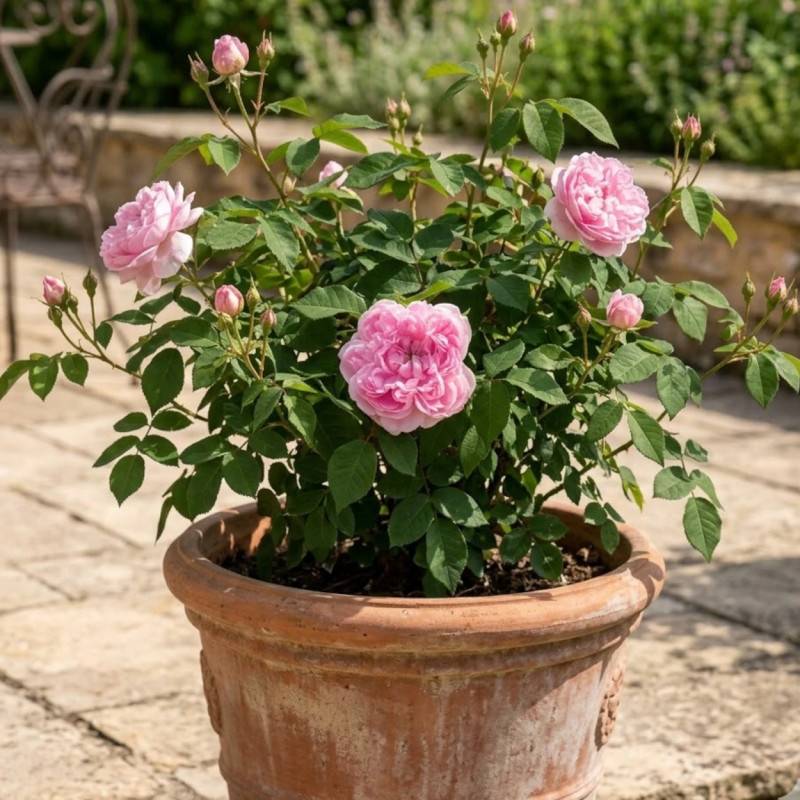 Rosier ancien Jacques Cartier à fleurs Rose/ - feuillage Caduc - Pot de 3L - 20/40 cm - Image 5