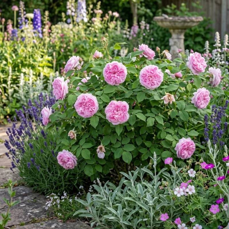 Rosier ancien Jacques Cartier à fleurs Rose/ - feuillage Caduc - Pot de 3L - 20/40 cm - Image 4