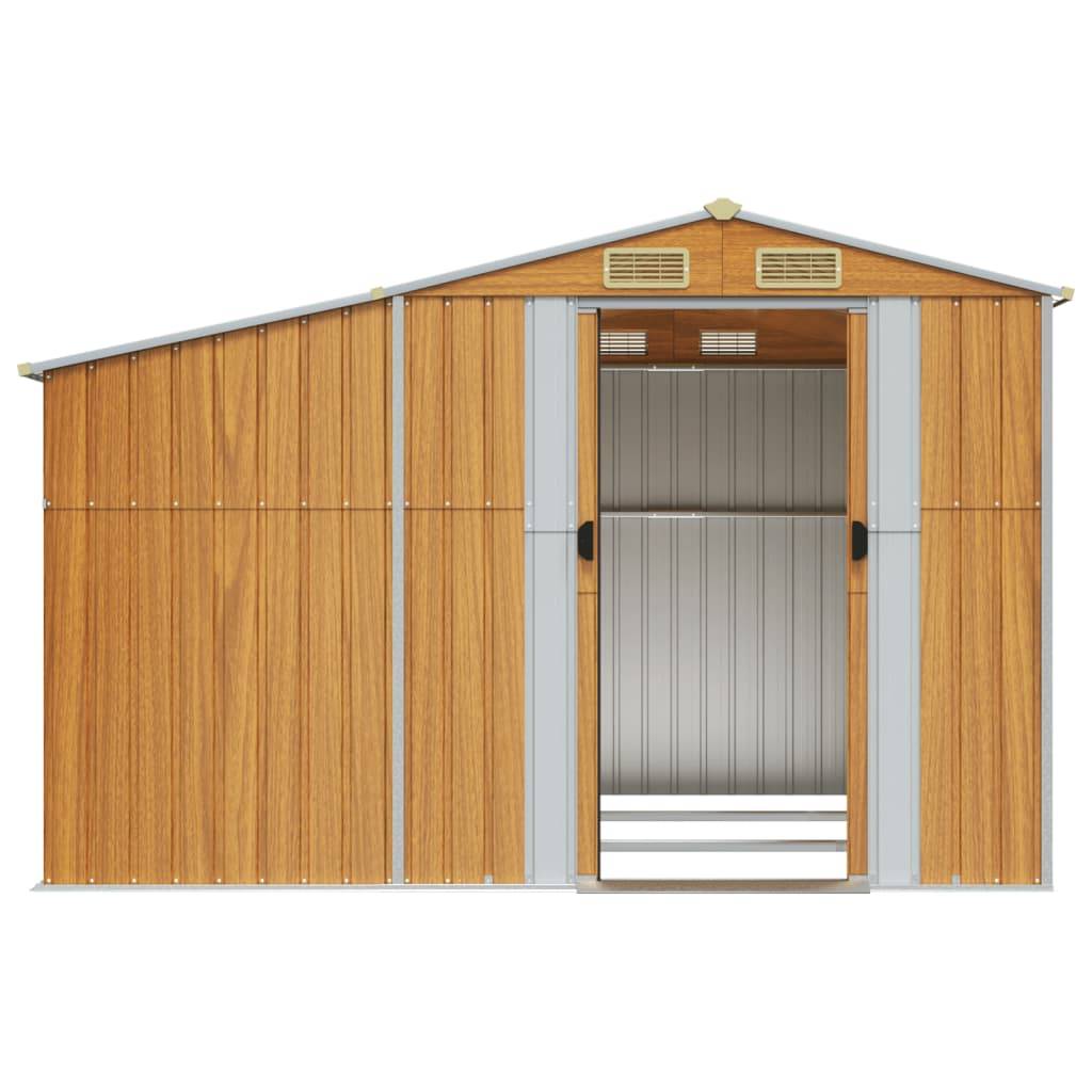Helloshop26 - Abri de jardin cabane cabanon maison de stockage remise extérieur hangar outils robuste clair 277 x 279 x 179 cm acier galvanisé marron - Image 4