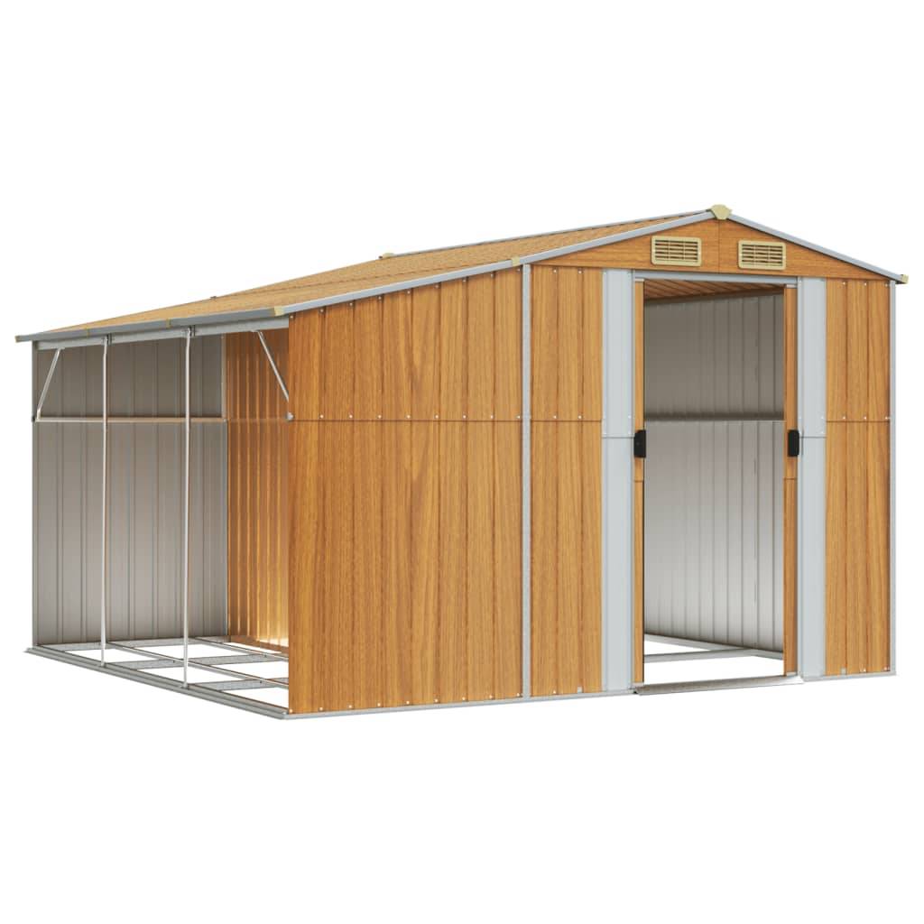 Helloshop26 - Abri de jardin cabane cabanon maison de stockage remise extérieur hangar outils robuste clair 277 x 279 x 179 cm acier galvanisé marron - Image 2