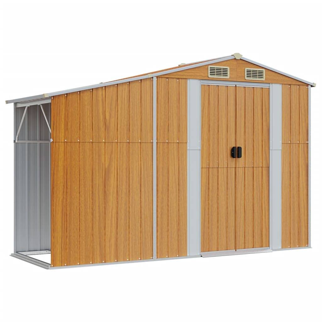 Helloshop26 - Abri de jardin cabane cabanon maison de stockage remise extérieur hangar outils robuste clair 277 x 279 x 179 cm acier galvanisé marron - Image 6