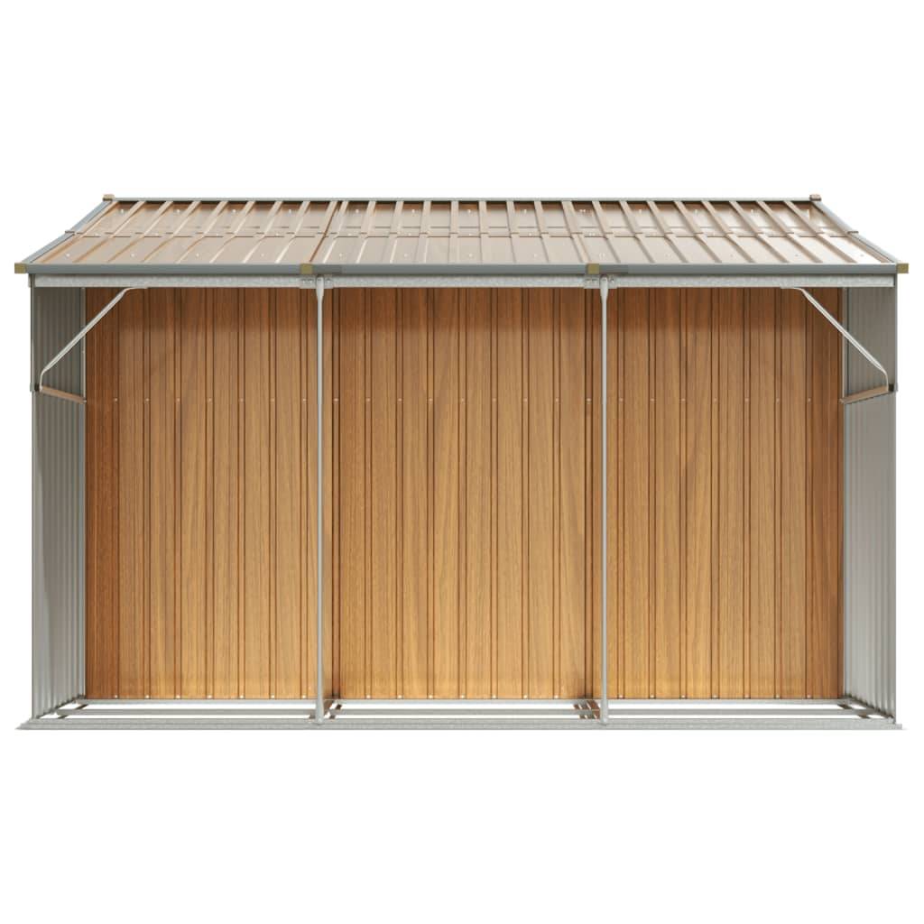 Helloshop26 - Abri de jardin cabane cabanon maison de stockage remise extérieur hangar outils robuste clair 277 x 279 x 179 cm acier galvanisé marron - Image 5