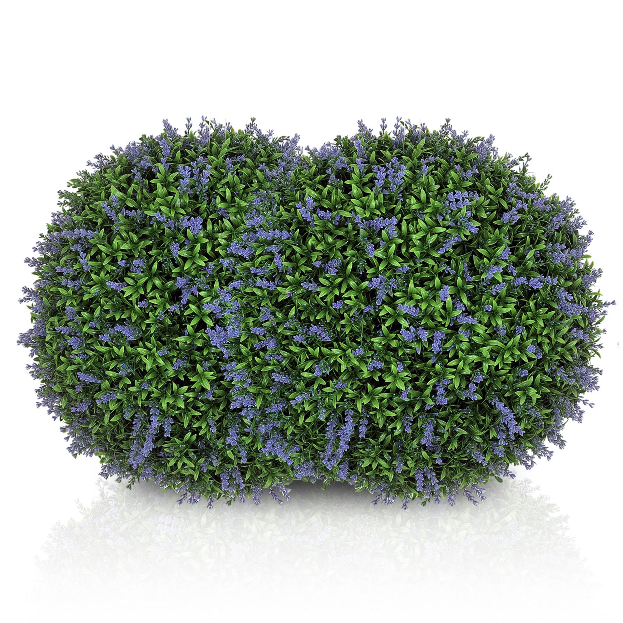 Sans Marque - Lot 2 plantes artificielles sphériques, résistantes UV, int./ext., 42 cm, vert+violet - Image 1