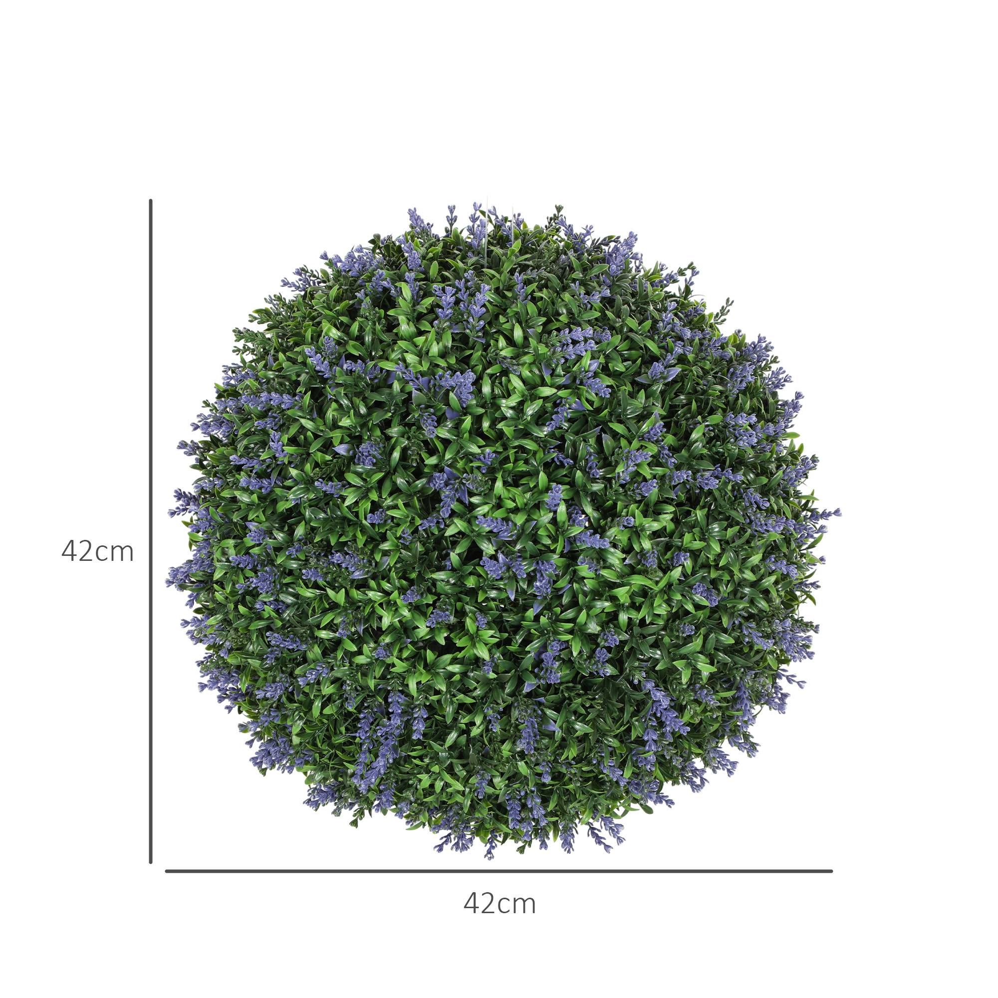 Sans Marque - Lot 2 plantes artificielles sphériques, résistantes UV, int./ext., 42 cm, vert+violet - Image 5