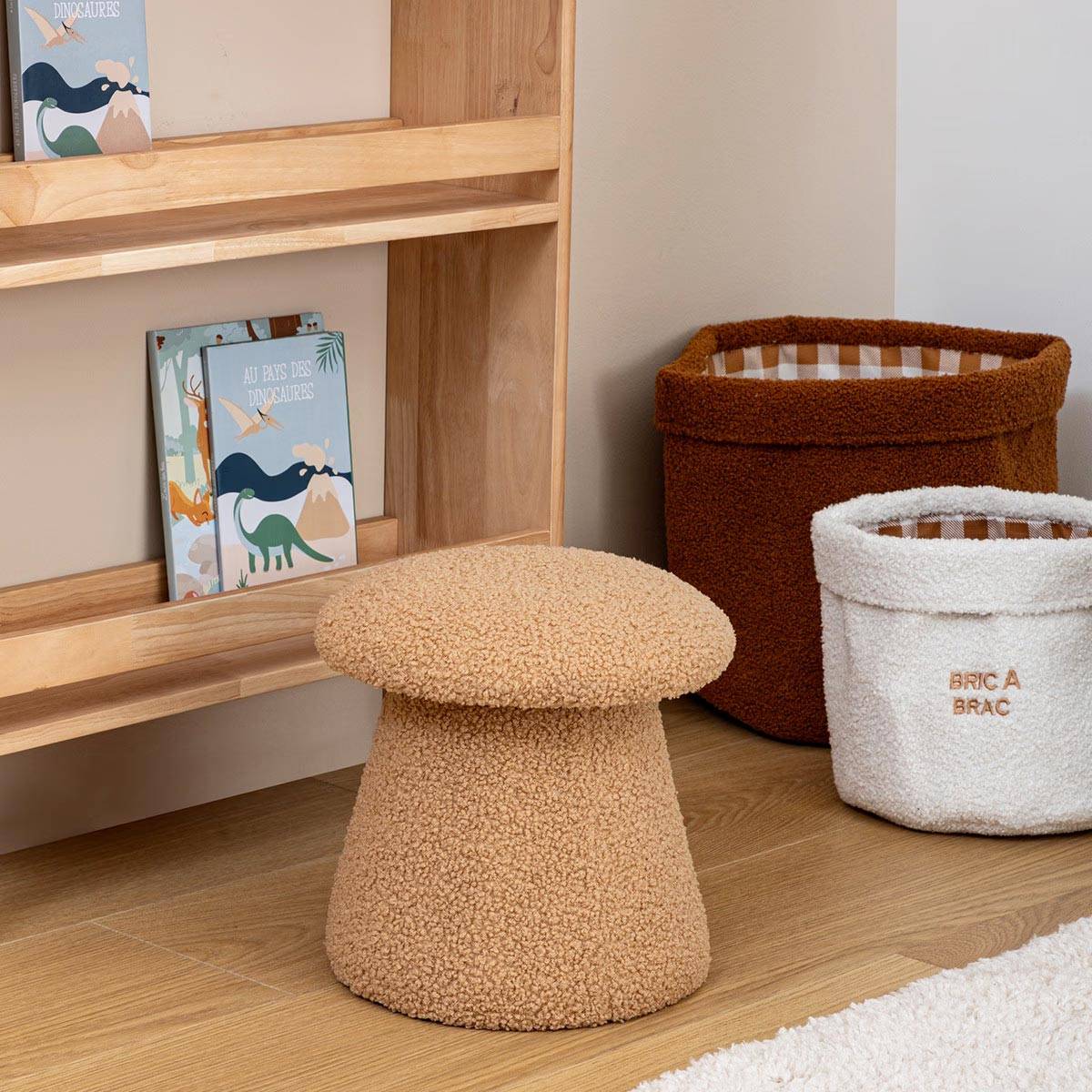 Pouf Enfant Bouclette "Champignon" 27cm Marron - Image 4