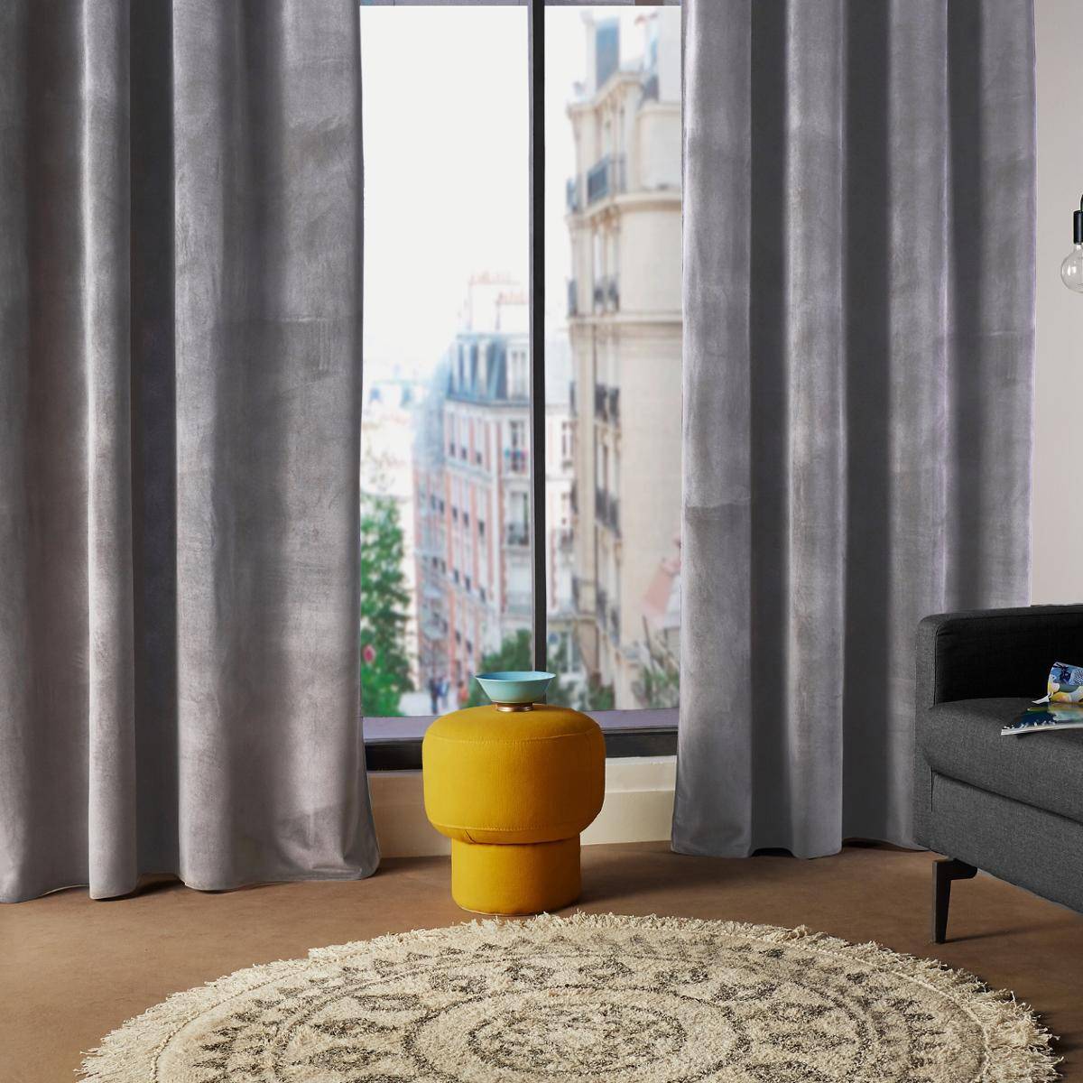 Atmosphera - Lot de 2 Rideaux à  œillets 140 x 260 cm Lilou Gris Foncé - Image 4