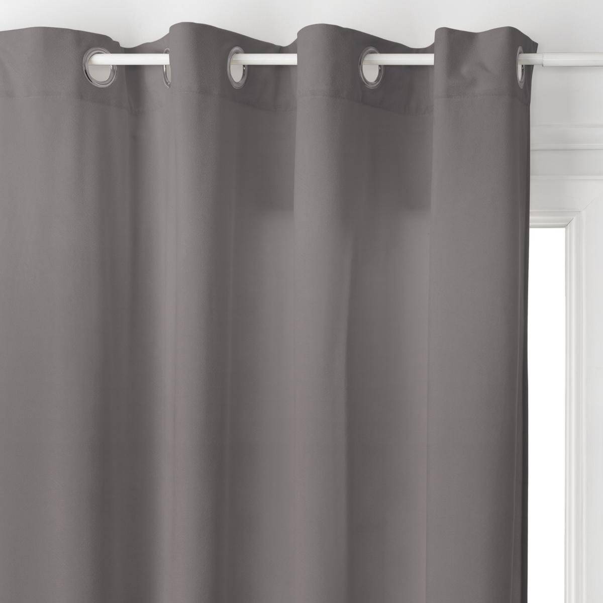 Atmosphera - Lot de 2 Rideaux à  œillets 140 x 260 cm Lilou Gris Foncé - Image 2