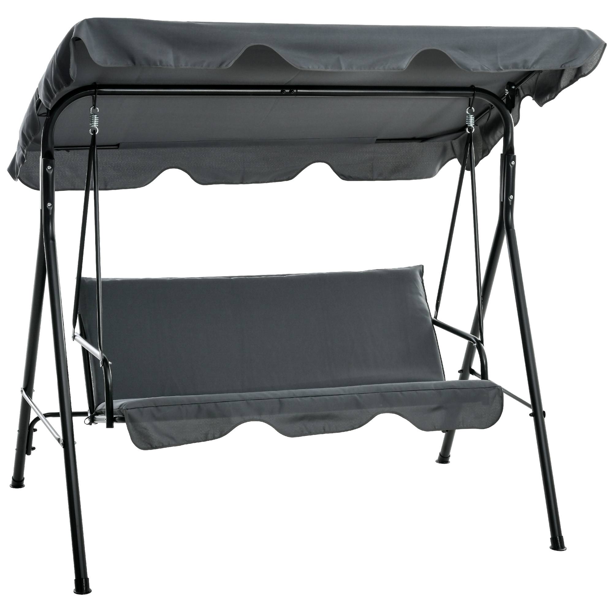 Outsunny - Balancelle de jardin 3 places toit réglable acier polyester gris - Image 1