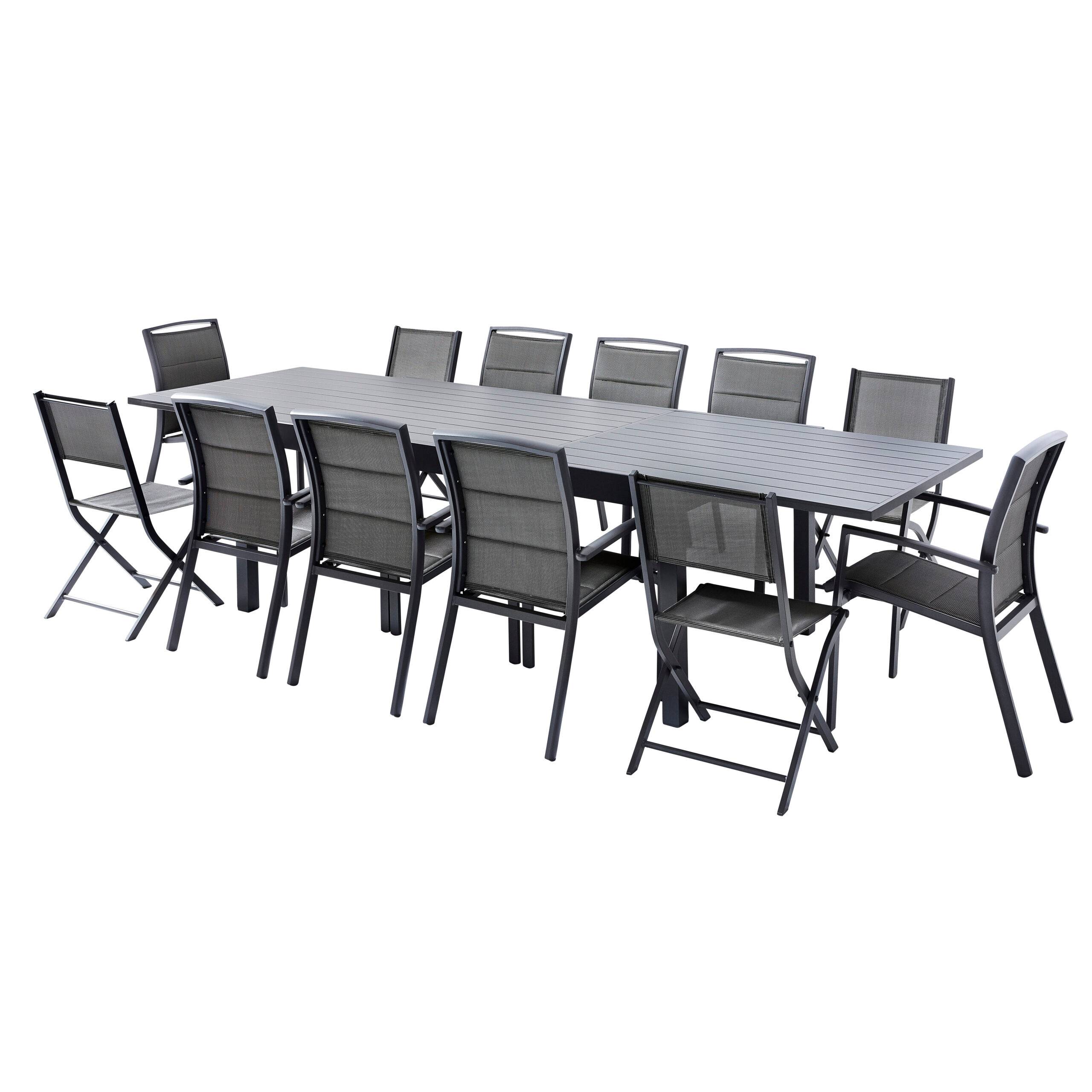 Wilsa Garden - Ensemble MODULO 8/12p en aluminium avec 8 fauteuils et 4 chaises pliantes en aluminium et textilène - Image 1