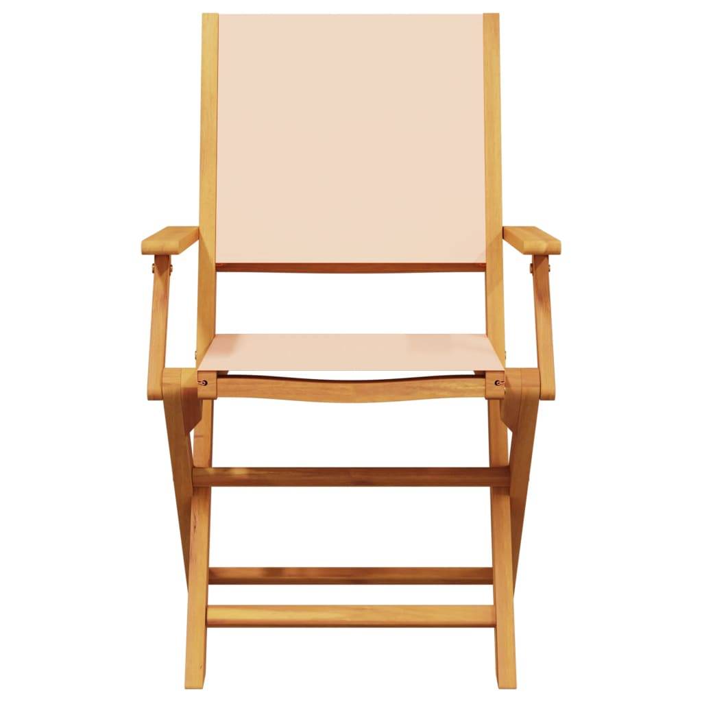 Lot de 4 Chaises de jardin | Chaise d'extérieur pliantes beige tissu et bois massif - Image 4