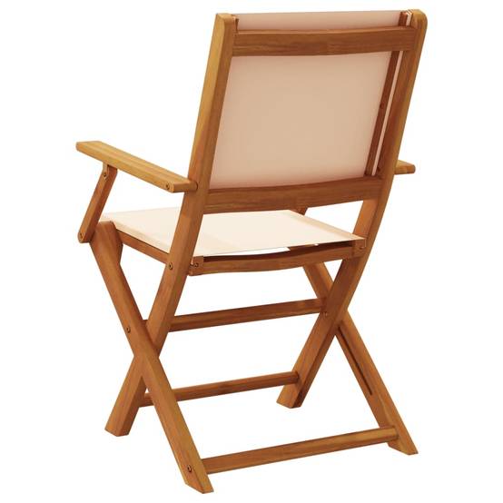 Lot de 4 Chaises de jardin | Chaise d'extérieur pliantes beige tissu et bois massif - Image 6